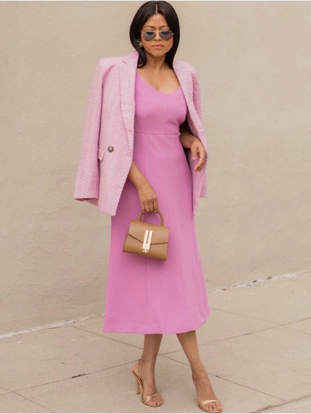 Ann Taylor Pink Sleeveless Midi Dress